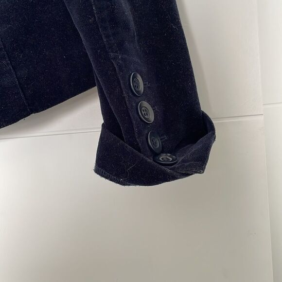 Vince. Navy Blue Velvet Blazer Size 4 100% Cotton - Picture 12 of 14